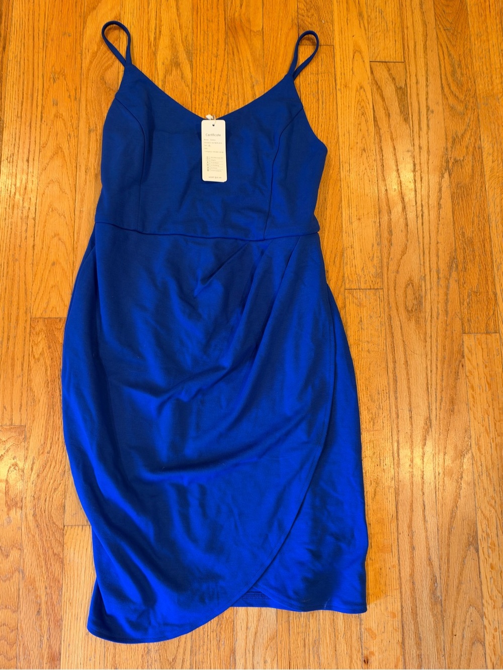 Zalalus Blue Dress Women’s Size L Spaghetti Strap Sheath Knee Length